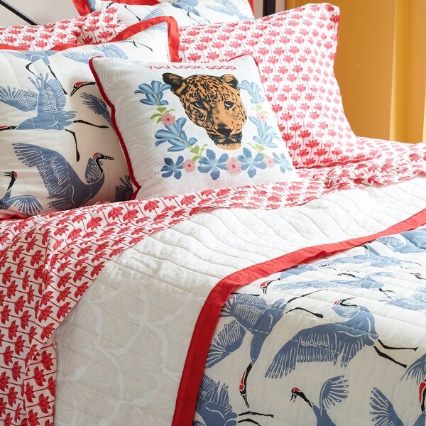 Novogratz by Utica Family of Cranes Blue Quilt Set - Bed Bath