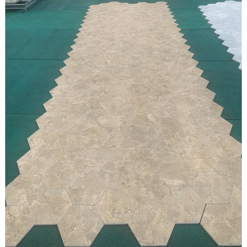 Roomfitters Hexagon Natural Marble Tile, Honed Stone for Wall and Floor, Genuine Marble, 12-Piece Box, Gold Yellow Beige