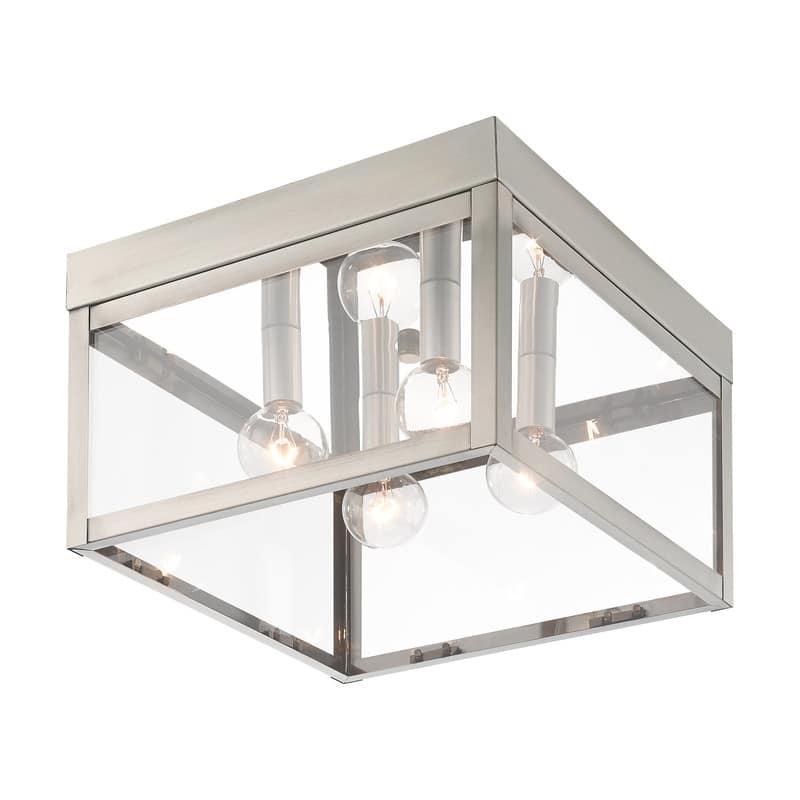 Livex Lighting 4-light Brushed Nickel Outdoor Ceiling Mount, 20589-91 - 10.5" Dia. x 7" H