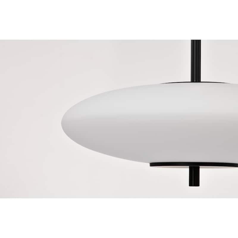 Caio Matte Black Pendant Light with Oval Disk Frosted Glass Shade - Matte-Black