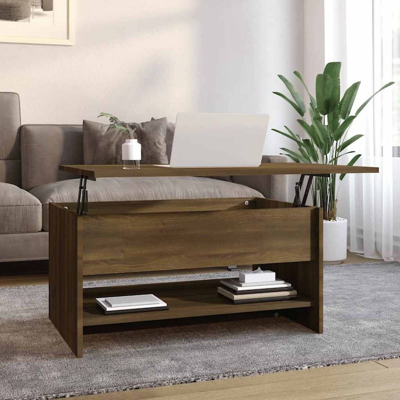 vidaXL Coffee Table Lift Top End Table Accent Side Sofa Table Engineered Wood - 31.5" x 19.7" x 16.7" - Brown oak