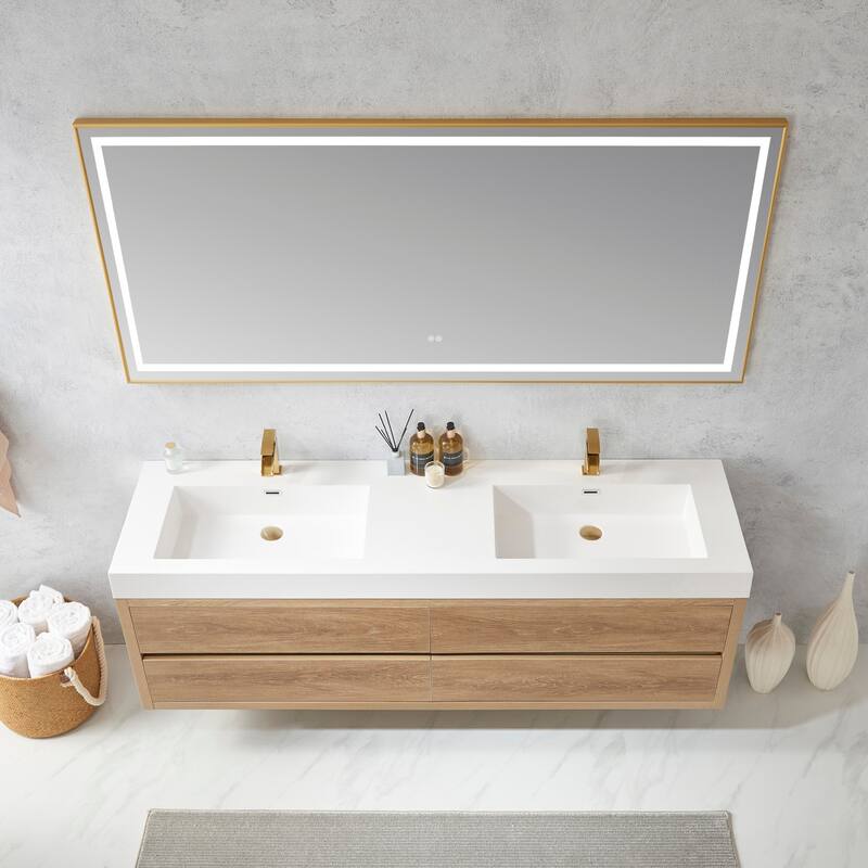 Miseno MV703172 Palencia 72" Wall Mounted Double Basin Vanity Set with