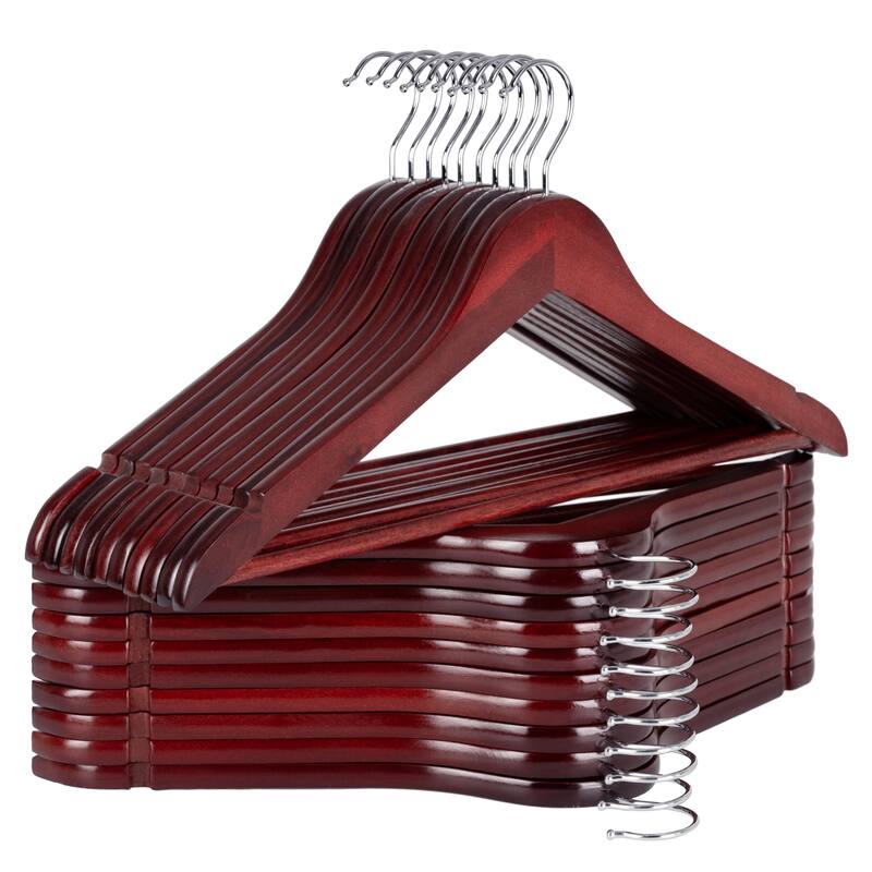 StorageWorks Wooden Clothes Hangers, Hangers for Coats, Shirts, Jackets, Pants, Suits - 20-pack - Dark Cherry Color