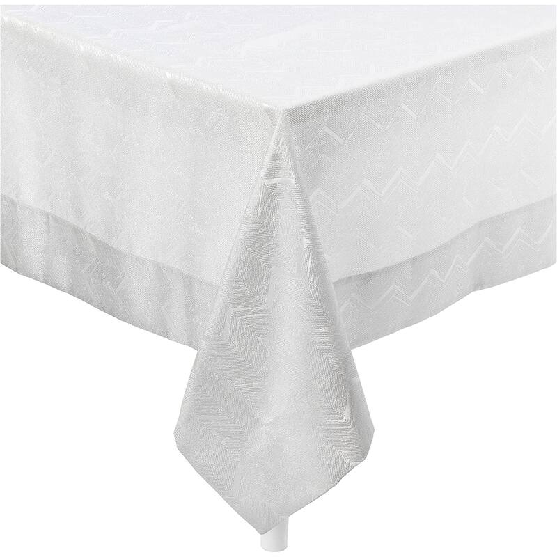 Violet Linen Princess Zig Zag Vertical Stripes Chevron Pattern White - Tablecloth - 70" X 216" - White