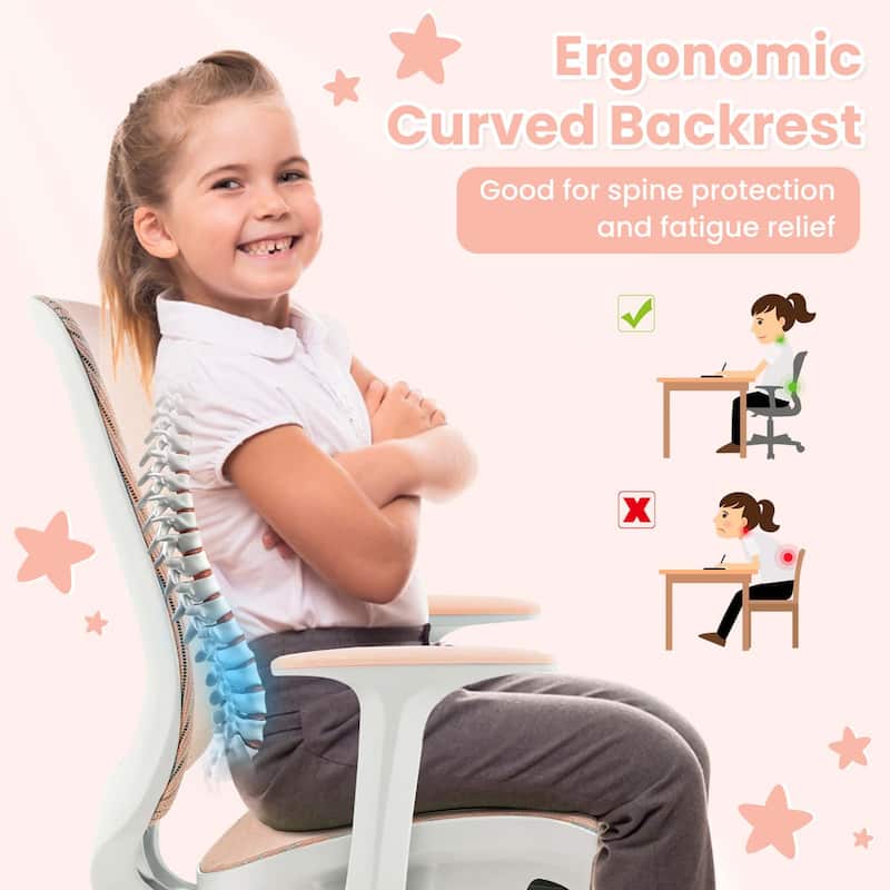Costway Kids Desk Armchair Swivel Mesh Children Computer Chair with - See Details