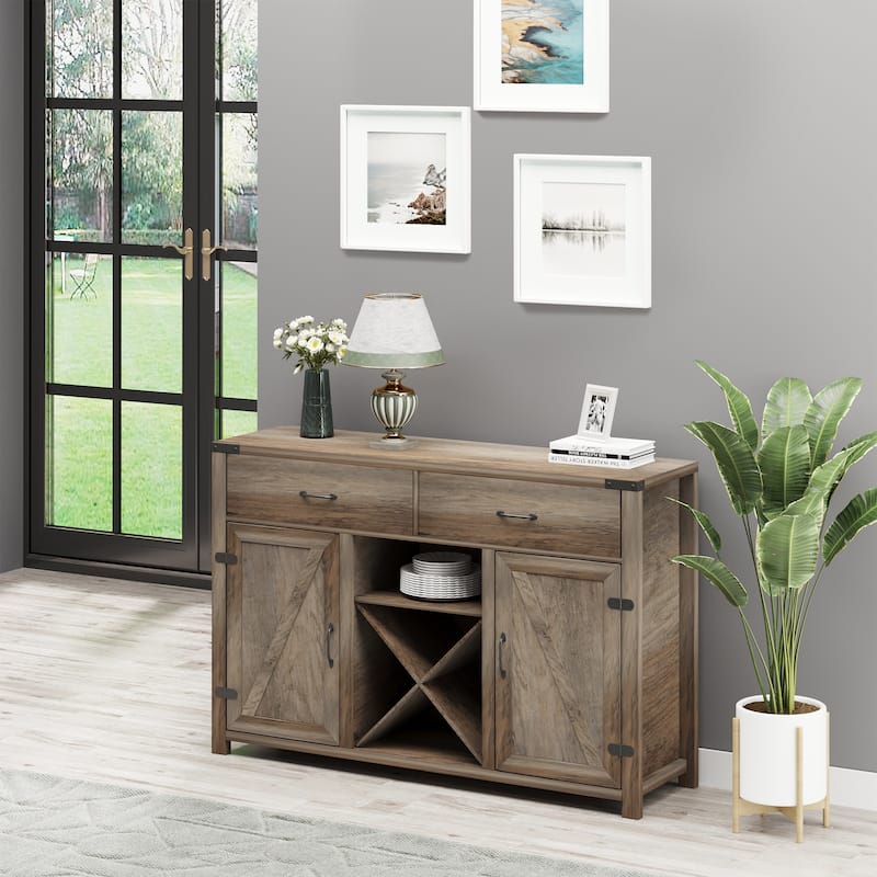 HomCom Wooden Farmhouse Sideboard Storage Buffet Cabinet