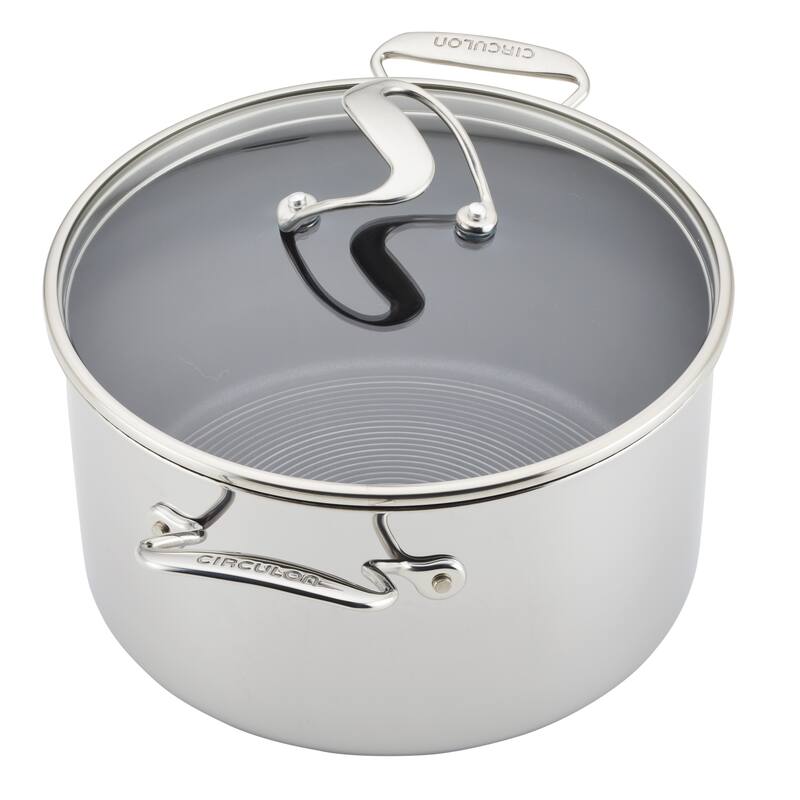 Circulon Clad Stainless Steel Induction Cookware and Utensil Set with Hybrid SteelShield