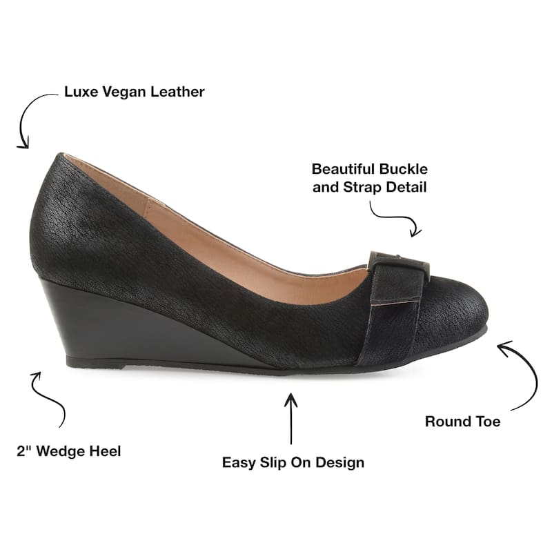 Journee Collection Women's Graysn Comfort Insole Slip On Round Toe Wedge
