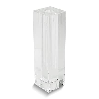 Curata Medium Rectangular Crystal Glass Bud Vase/ Tealight Candle Holder - 4" x 8.75"