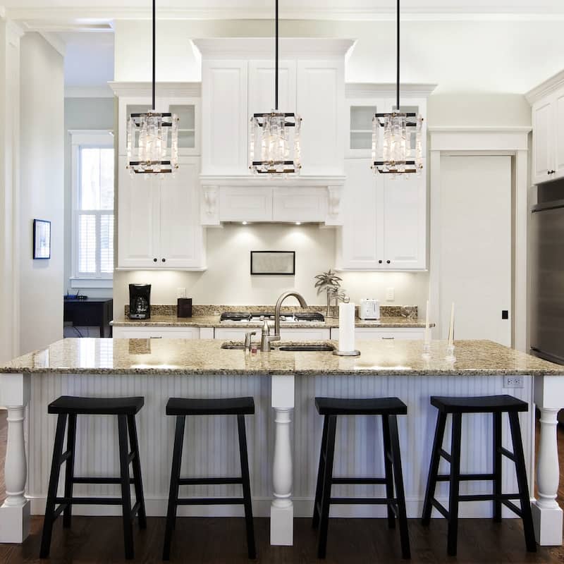 4-Lights Special Square Glass Shade Pendant Lighting - 7.9"D×4.7"W×57.1"H(Adjustable)