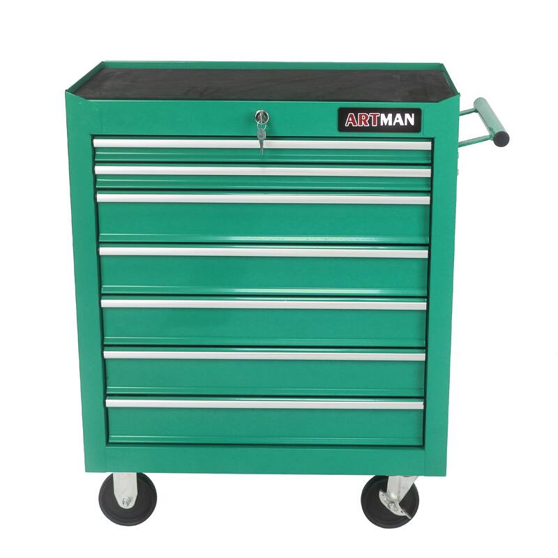 7 Drawers Multifunctional Tool Cart with Wheels - Green