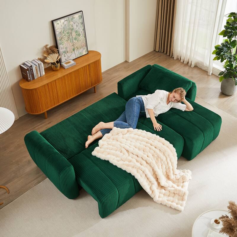 105.2" Corduroy L-Shaped Sectional Sofa with Storage
