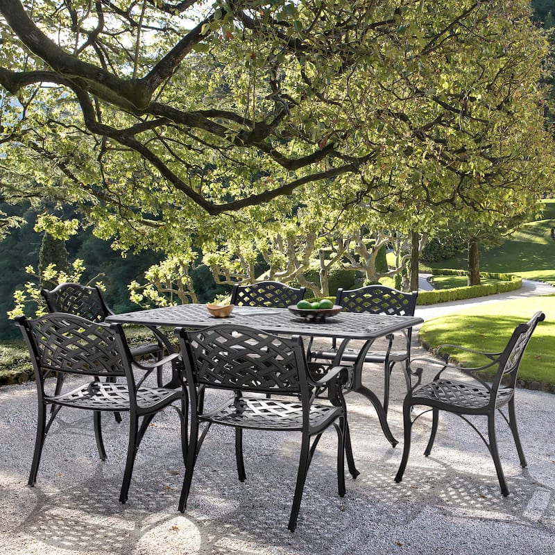 Outdoor Rectangle Cast Aluminum Dining Table with 2.09'' Umbrella Hole
