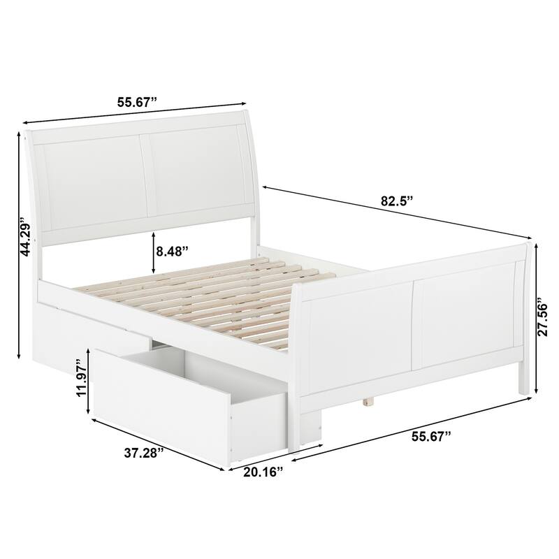 AFI Portland Platform Bed with Matching Footboard & Storage Drawers