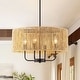 preview thumbnail 7 of 8, 4 - Light Coastal Hand-woven Drum Chandelier - 19.7 in. W x 90.6 in. H