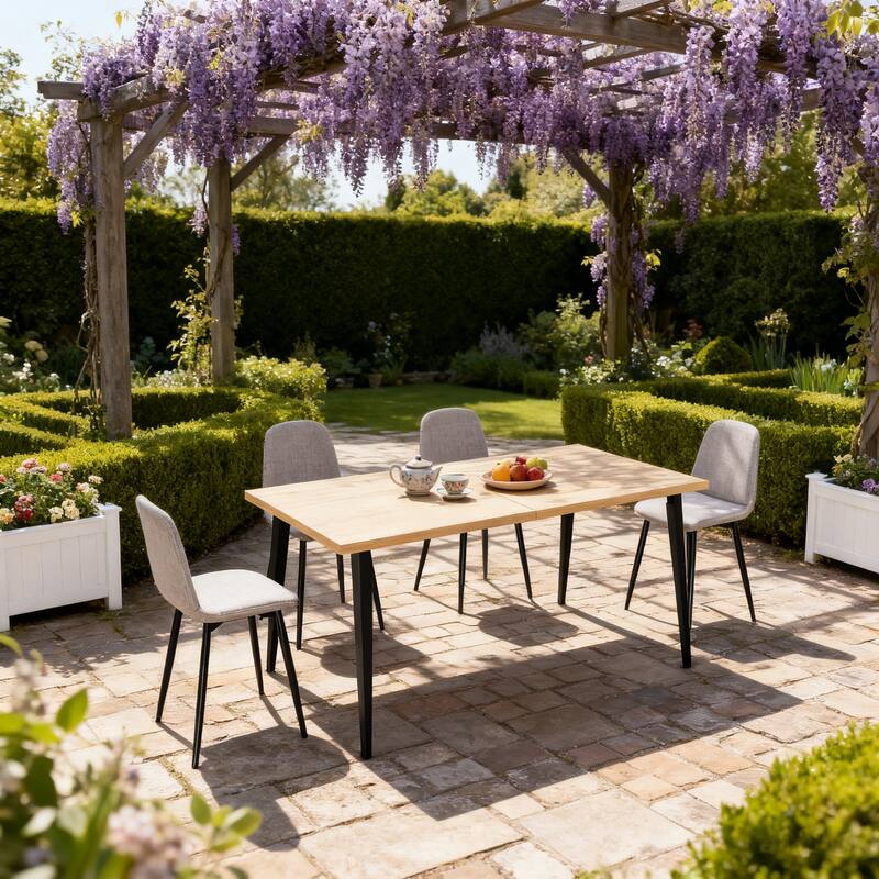 63 Inch Modern Dining Table for 6-8 People, Wooden Tabletop with Rust-Resistant Iron Legs, Rustic Industrial Design