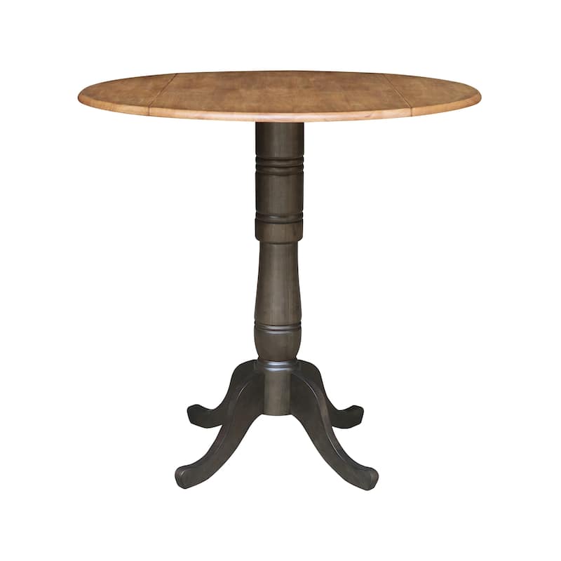 42 in. Round Dual Drop Leaf Bar Height Dining Table with 2 X-back Stools - 3 Piece Set