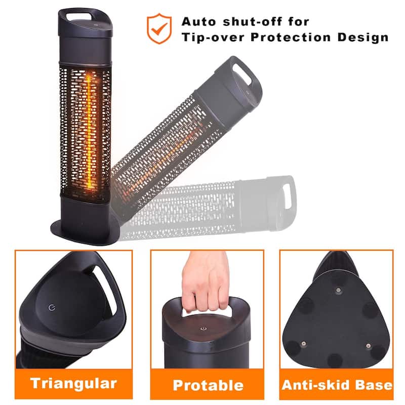 1000W Portable Halogen Indoor and Outdoor Patio Heater-Tip over protection