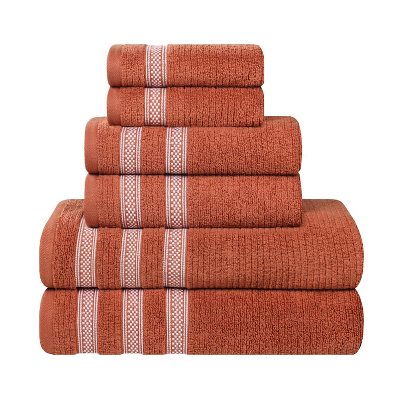 Superior Brea Zero Twist Cotton Ribbed Modern 6 Piece Bathroom Towel Set