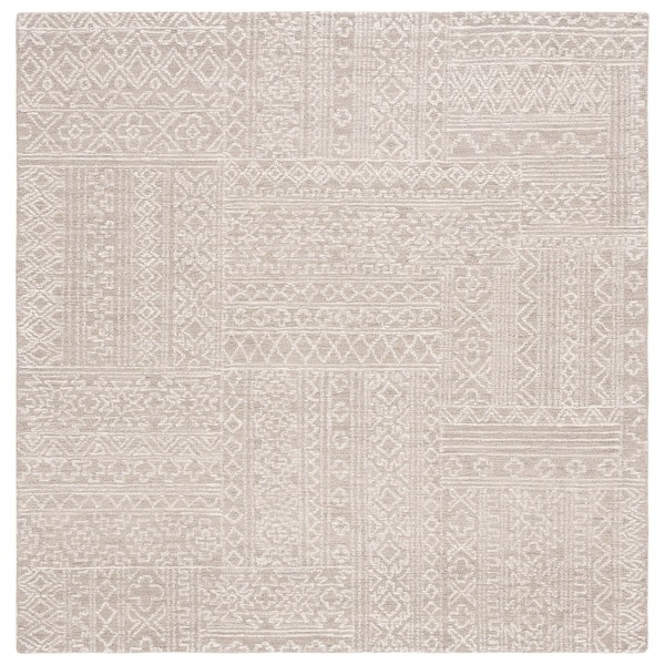 slide 2 of 7, SAFAVIEH Handmade Micro-Loop Lilou Wool Rug 6' Square - Beige/Ivory - Square