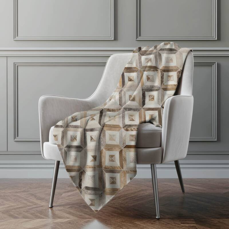 Premium Machine Washable ASB102 Faux Cowhide Sherpa Throw Blanket