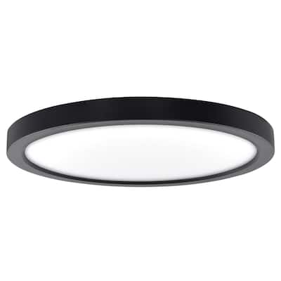 Luxrite Slim 9 Inch LED Flush Mount Ceiling Light, 18W 1200LM, 5CCT 2700K-5000K, Dimmable, Wet Rated - Black