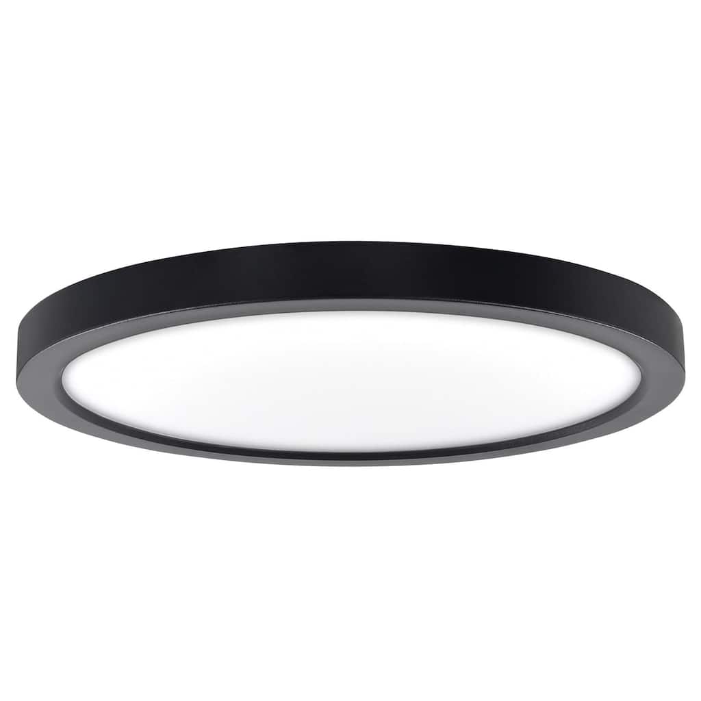 Luxrite Slim 9 Inch LED Flush Mount Ceiling Light, 18W 1200LM, 5CCT 2700K-5000K, Dimmable, Wet Rated - Black