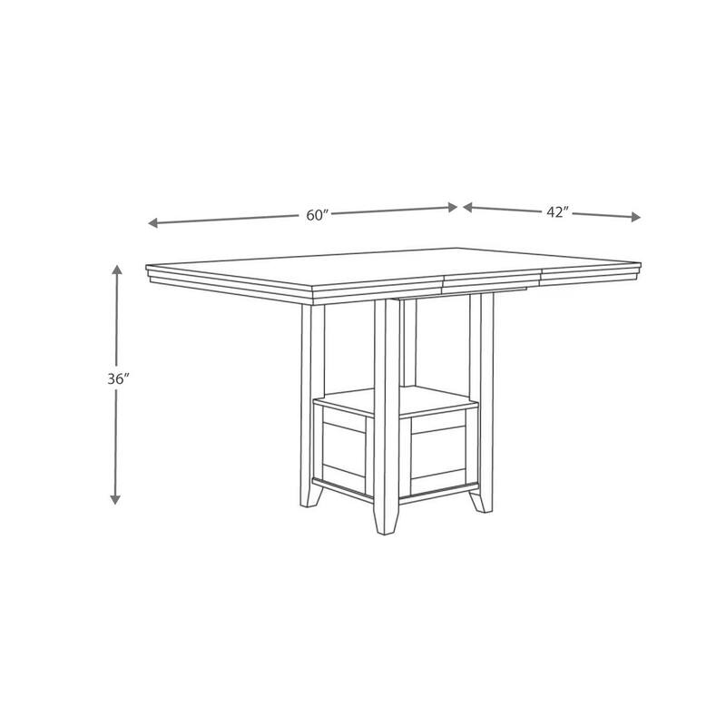 Raly Counter Height Dining Table, Extendable 42-60 Inch, Leaf, Brown