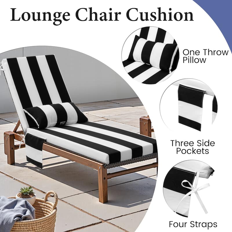 Outdoor Lounge Chair Cushions Patio Chaise Lounge Chair Seat Cushion with Pillow