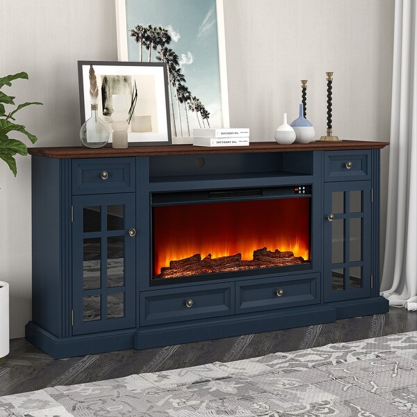 Modern TV Stand with Electric Fireplace - Fits TVs Up to 78 Inches