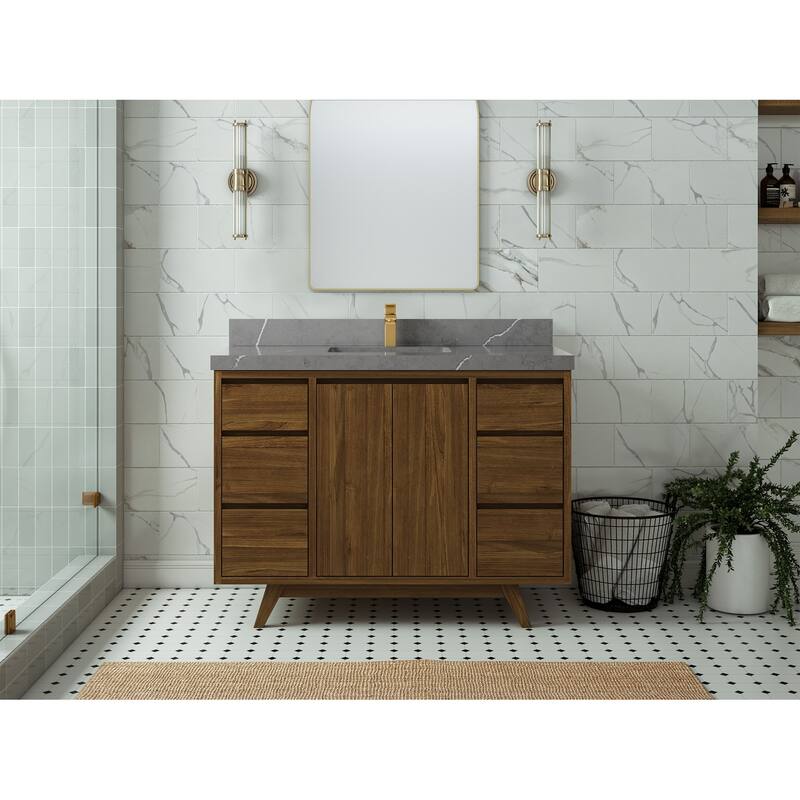 Willow Collections 48 in. W x 22 in. D Madison Teak Single Sink Bathroom Vanity with Countertop