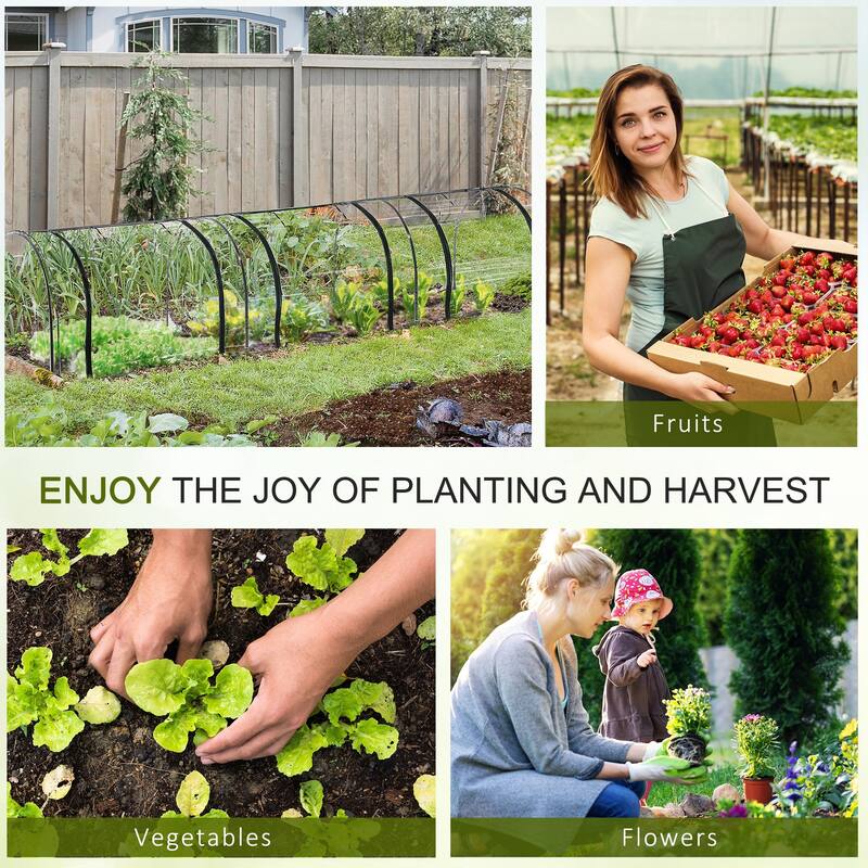 Outsunny 11.5' L x 3.25' W x 2.5' H PVC Metal Tunnel Greenhouse Kit with Strong Durable Materials for Year-Round Gardening