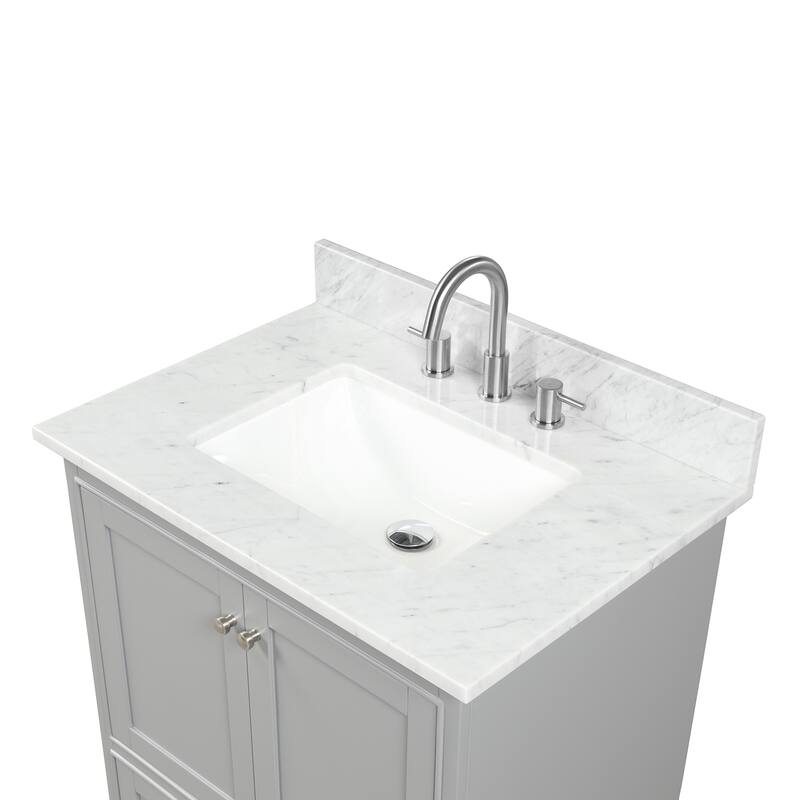 Blossom Copenhagen 30" Bathroom Vanity with Marble Top, Sink & Mirror