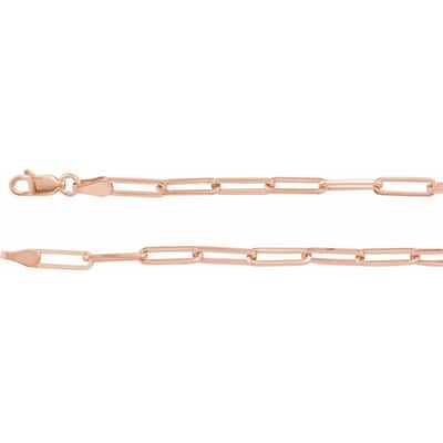 Curata 14k Rose Gold 1.95mm Paperclip Link Chain (Lobster)