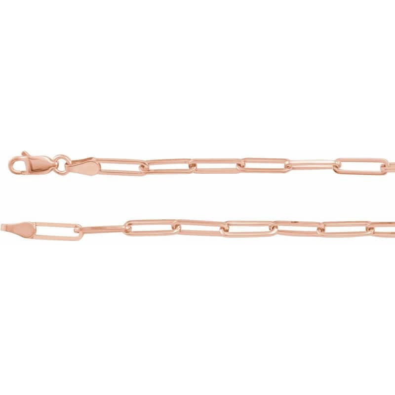 Curata 14k Rose Gold 7 Inch Polished Flat Cable Chain Bracelet With Lobster Clasp