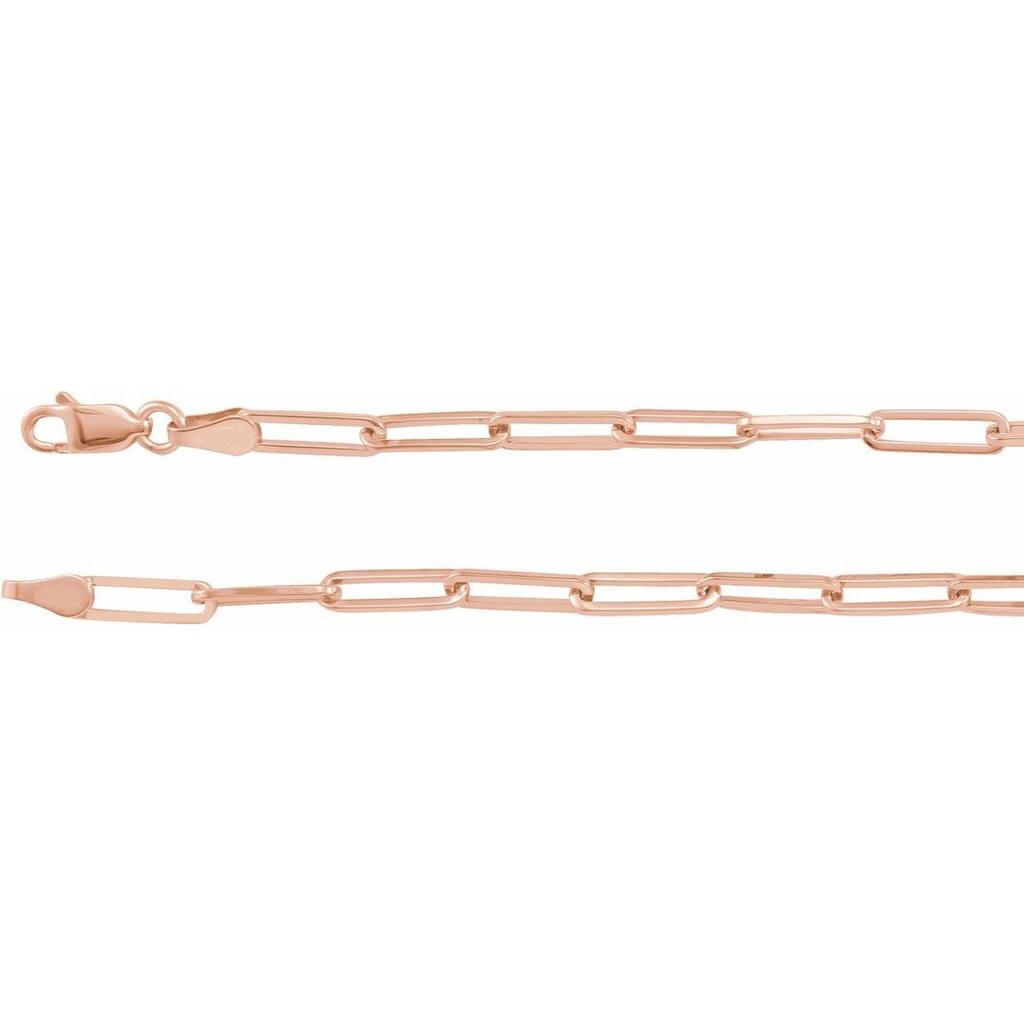 Curata 14k Rose Gold 7 Inch Polished Flat Cable Chain Bracelet With Lobster Clasp