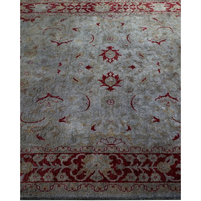 Overton Hand Knotted Wool Vintage Inspired Modern Contemporary Overdyed Gray Area Rug - 4' 1" x 6' 3"