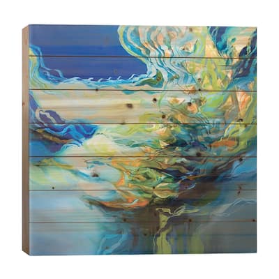 Catching Fishes Print On Wood by J.A Art - Multi-Color