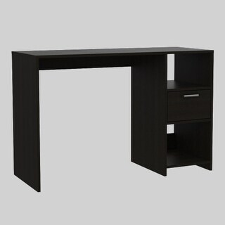 Compact Office Desk with Drawer and Two Open Shelves, 43" Wide Workstation