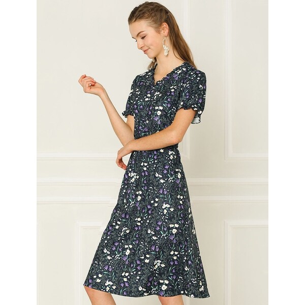 navy a line midi dress