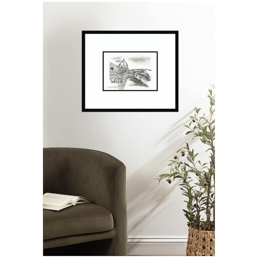 Kate and Laurel Postcard Florence by Teju Reval Framed Wall Art Print