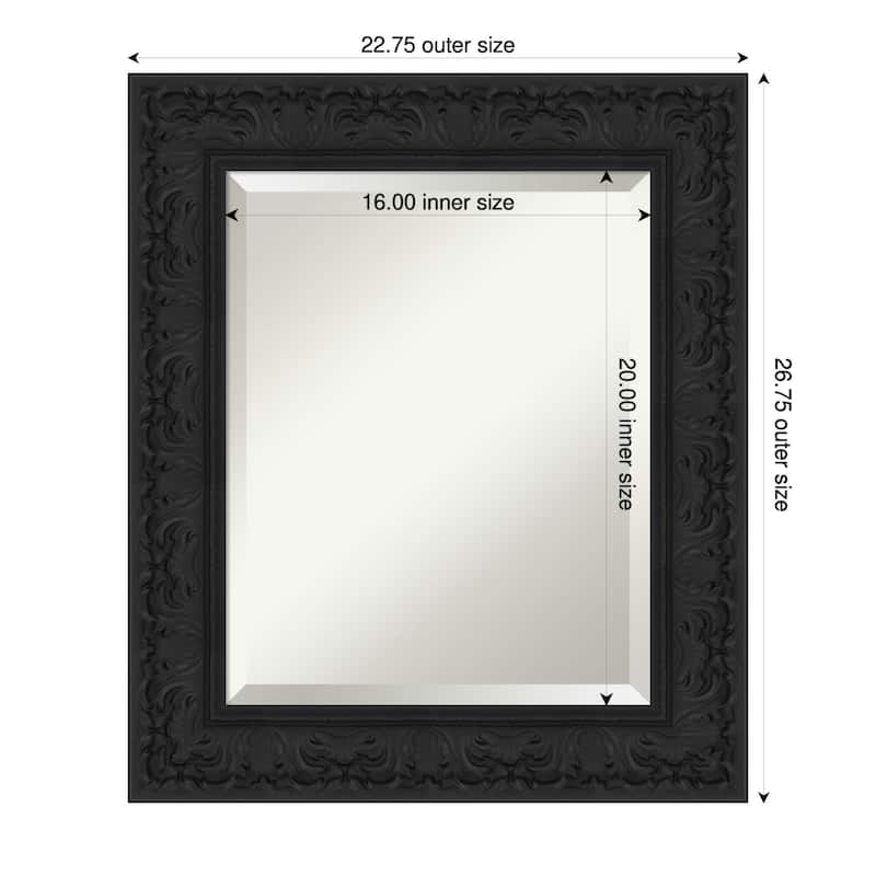 Luxe Beveled Framed Bathroom Vanity Wall Mirror - 23 x 27 in - Luxe Black