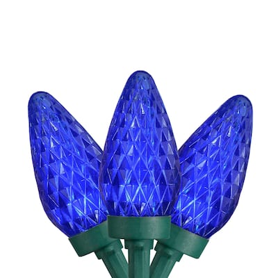LED Faceted C9 Christmas Lights - Blue - 20.25' Green Wire - 50ct