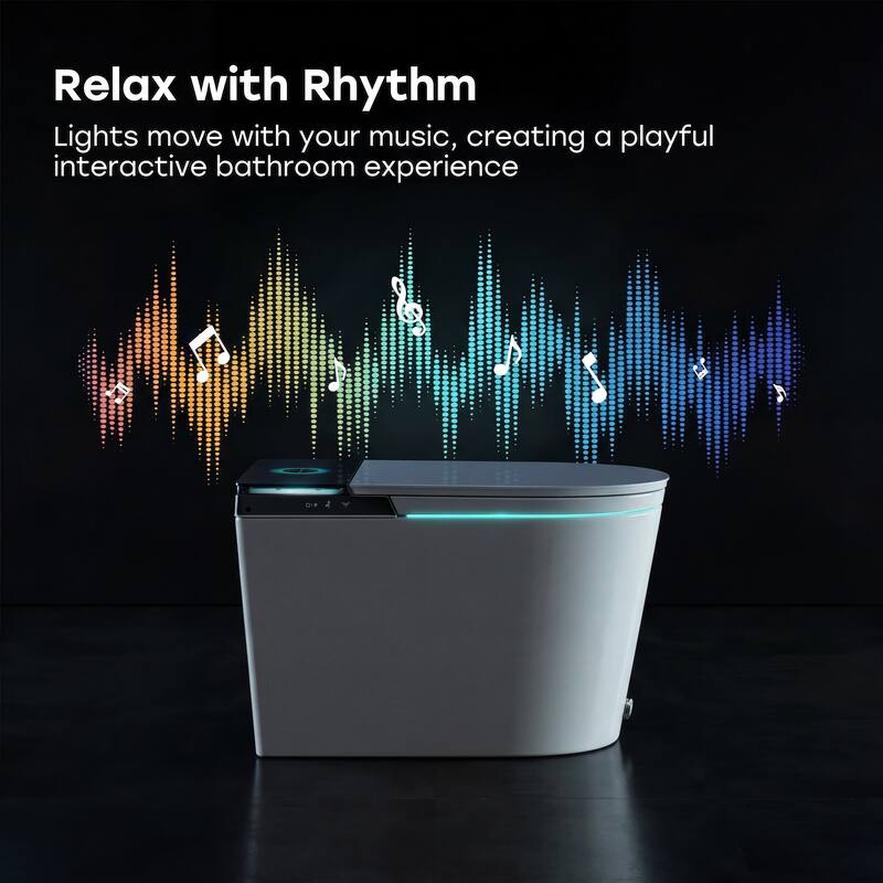 HOROW 1.0/1.28 GPF Elongated ADA Smart Bidet Toilet in White / Auto Open/Flush, Foam Shield, Blackout Flush, Pump Assisted - N/A