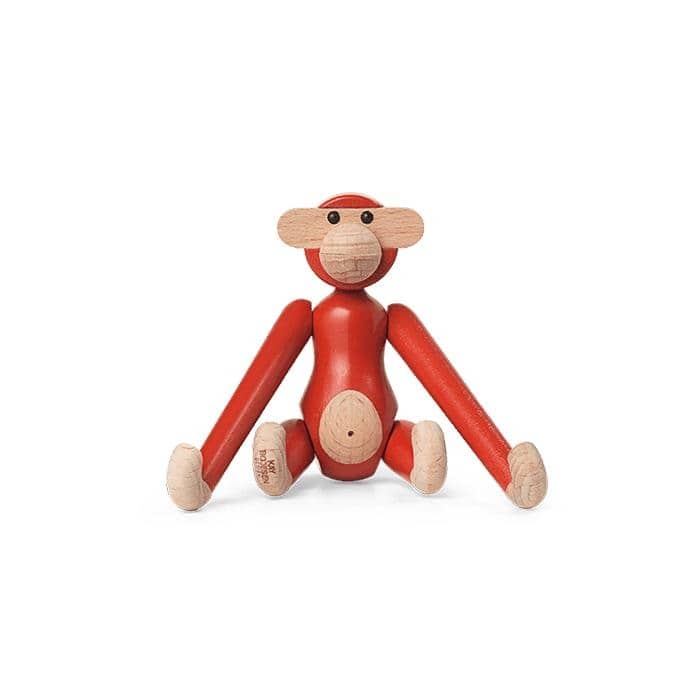 Kay Bojesen Vintage Monkey, Mini, H 3.7" - H: 3.7" - Red