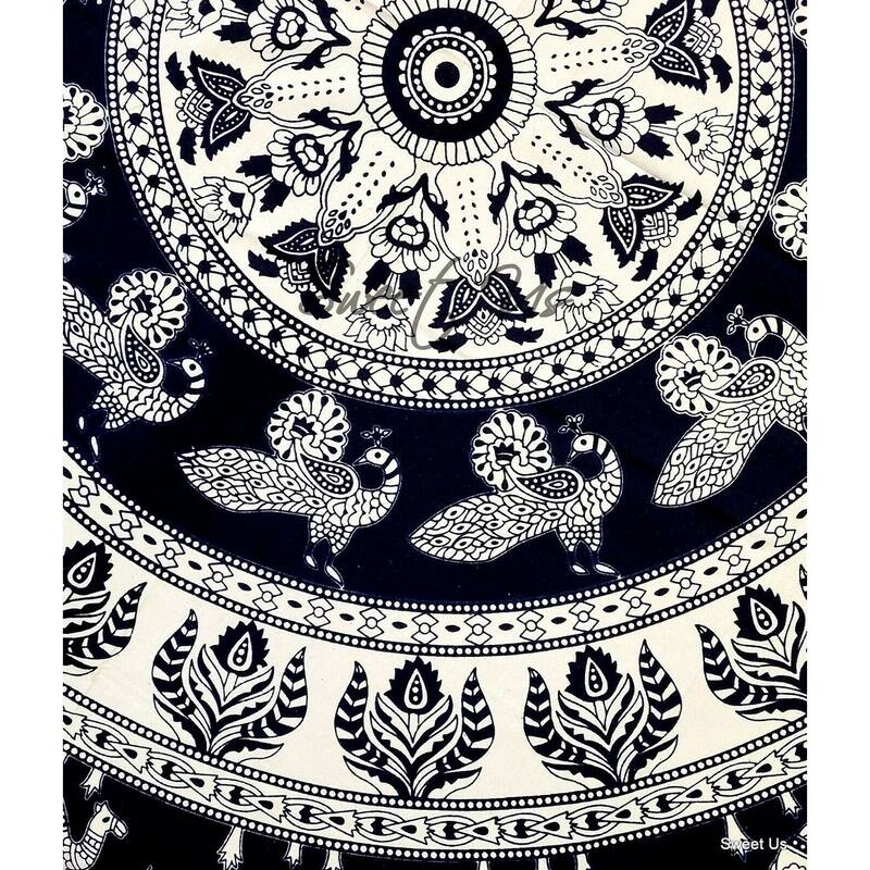 Cotton Palatial Elephant Floral Tablecloth Round