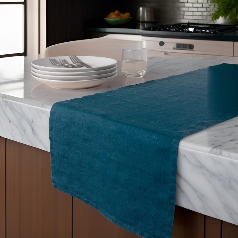 KAF Home 100% Stone Washed Linen Table Runner, 14" x 72" - 14" x 72"