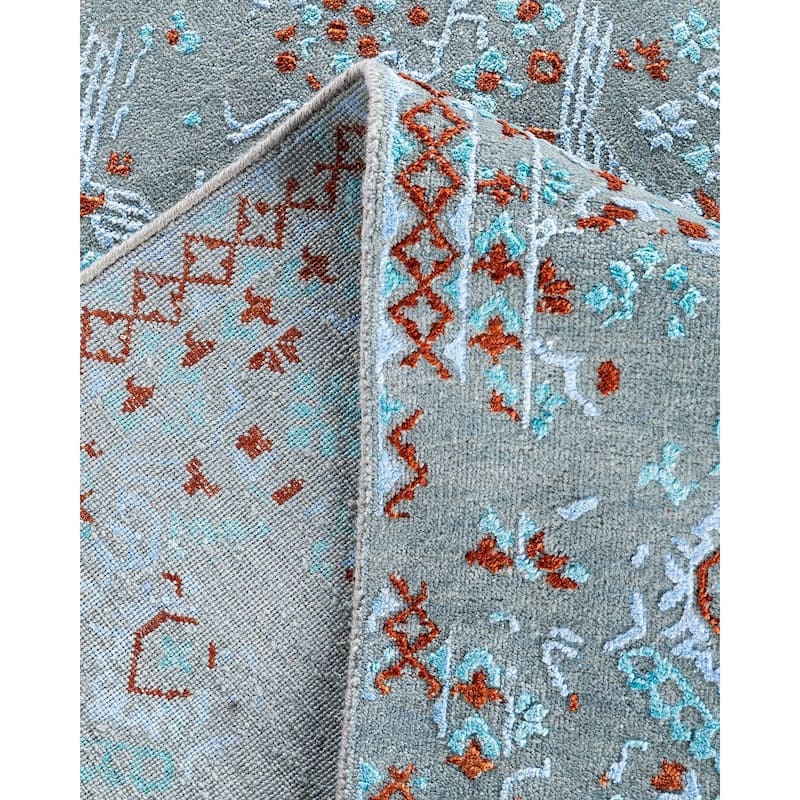 Ikat One-of-a-Kind Hand-Knotted Area Rug - Gray, 8' 10" x 11' 10" - 8' 10" x 11' 10"