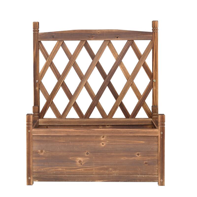 Wooden Raised Plant Bed Garden Elevated Planter Box with Trellis