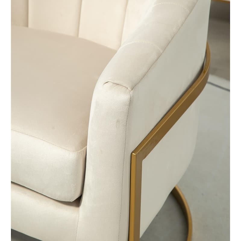 Modern Accent Armchair Luxury Gold Frame and Multi-colored Velvet Material Infuse Elegant Flair